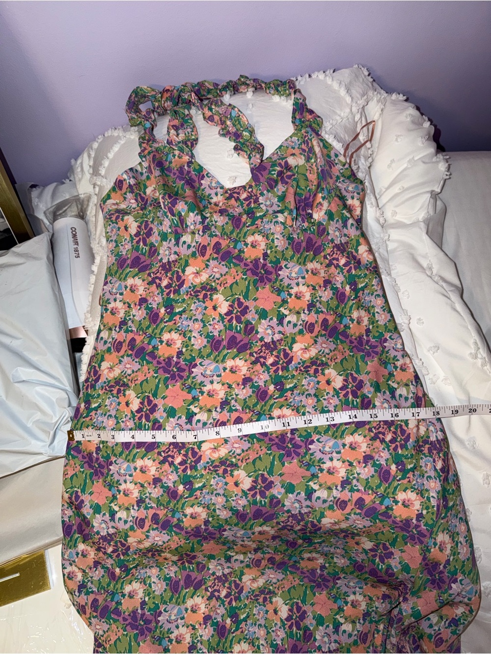 Astr Floral Halter Midi Dress in Purple, Green & Pink - Picture 5 of 6